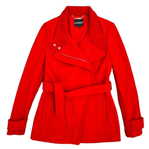 Express Women's Wool Blend Coat Red Size M - Picture 1 of 13